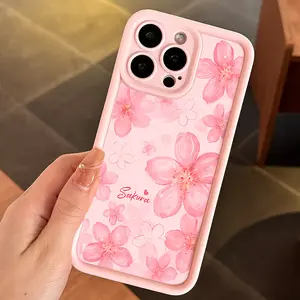 One Pink Floral Pattern Phone Case, Shockproof and Drop-Resistant Protective Cover, Full Coverage Pink TPU Case Suitable for iPhone XR 11 12 13 14 15 16 17 Series, Unique Design