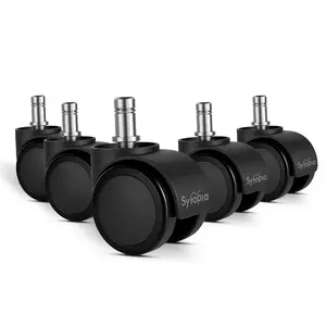 SYTOPIA Office Chair Caster Wheels - 2" Heavy-Duty Durable Rollerblade Casters, Office Furniture Accessory, Quiet Glide, Universal 11x22mm Size Fit, for Hardwood Floors & Carpet, Black Set of 5, Universal Size Fit summerwins