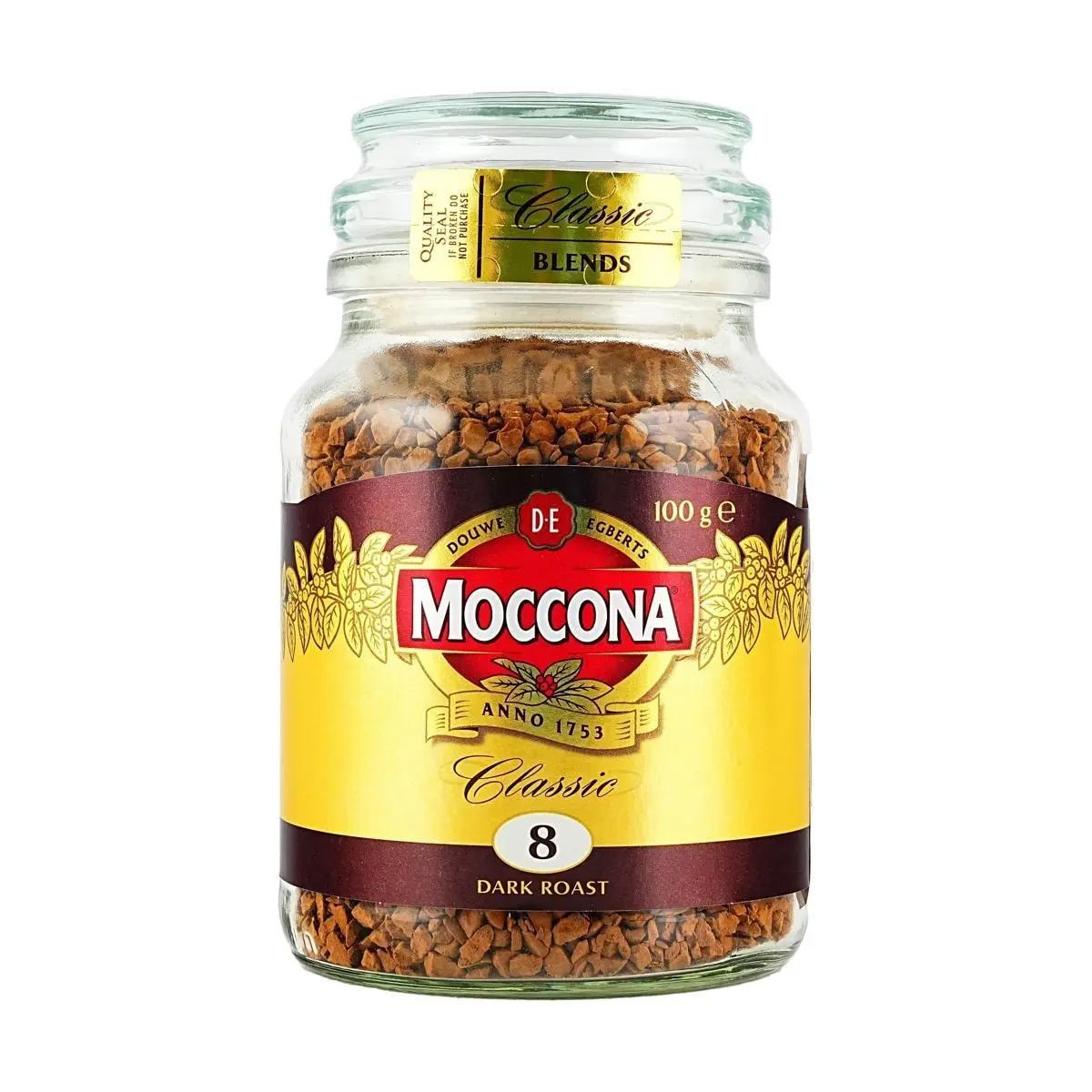 Moccona Freeze Dried Coffee No.8 Dark Roast 3.53oz - Rich Instant Coffee, Dalgona 400x, Smooth Bold Flavor