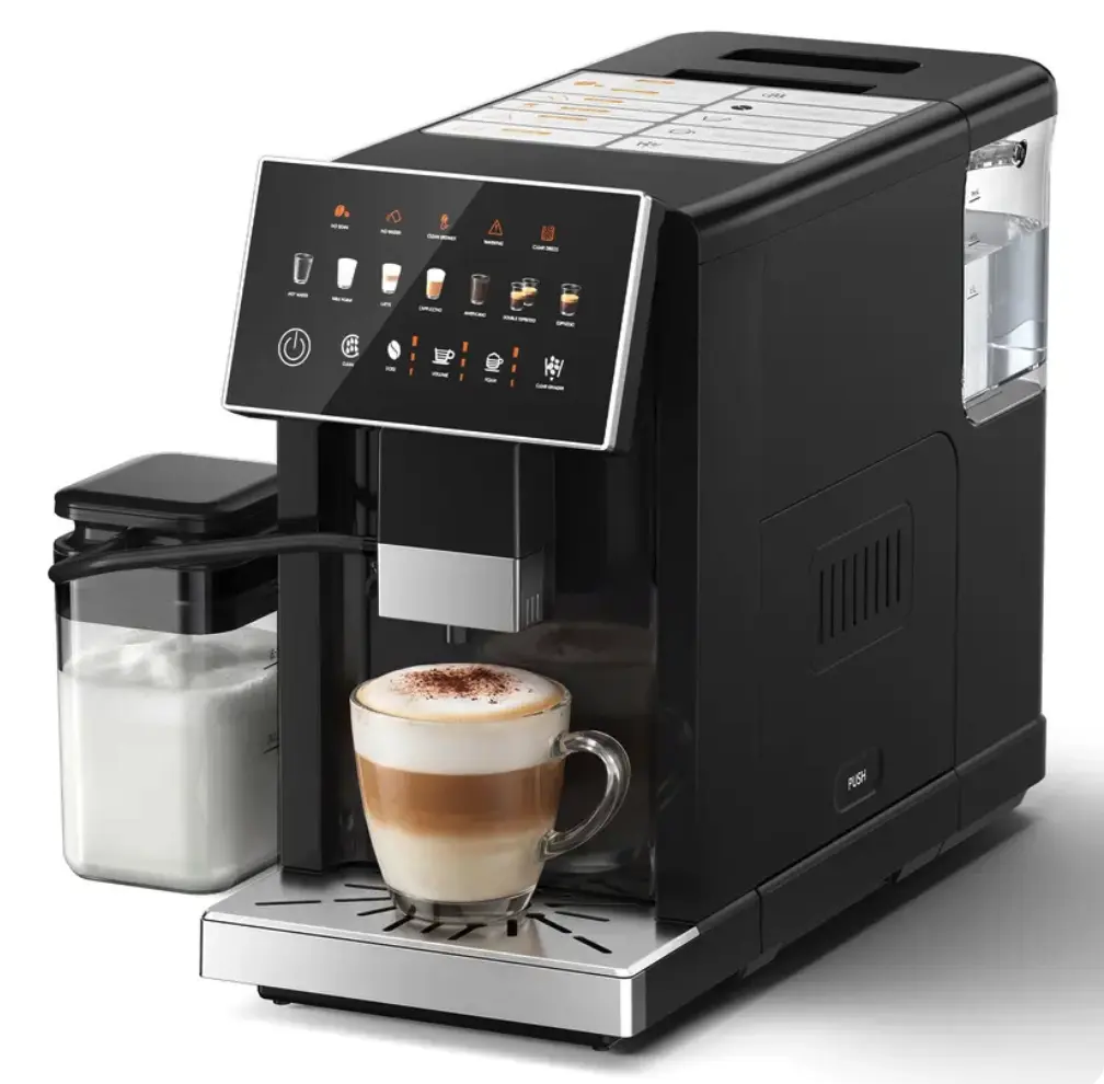 KISMILE Touchscreen Espresso Machine All-in-One Smart Coffee System with Built-in Grinder & Automatic Milk Frother