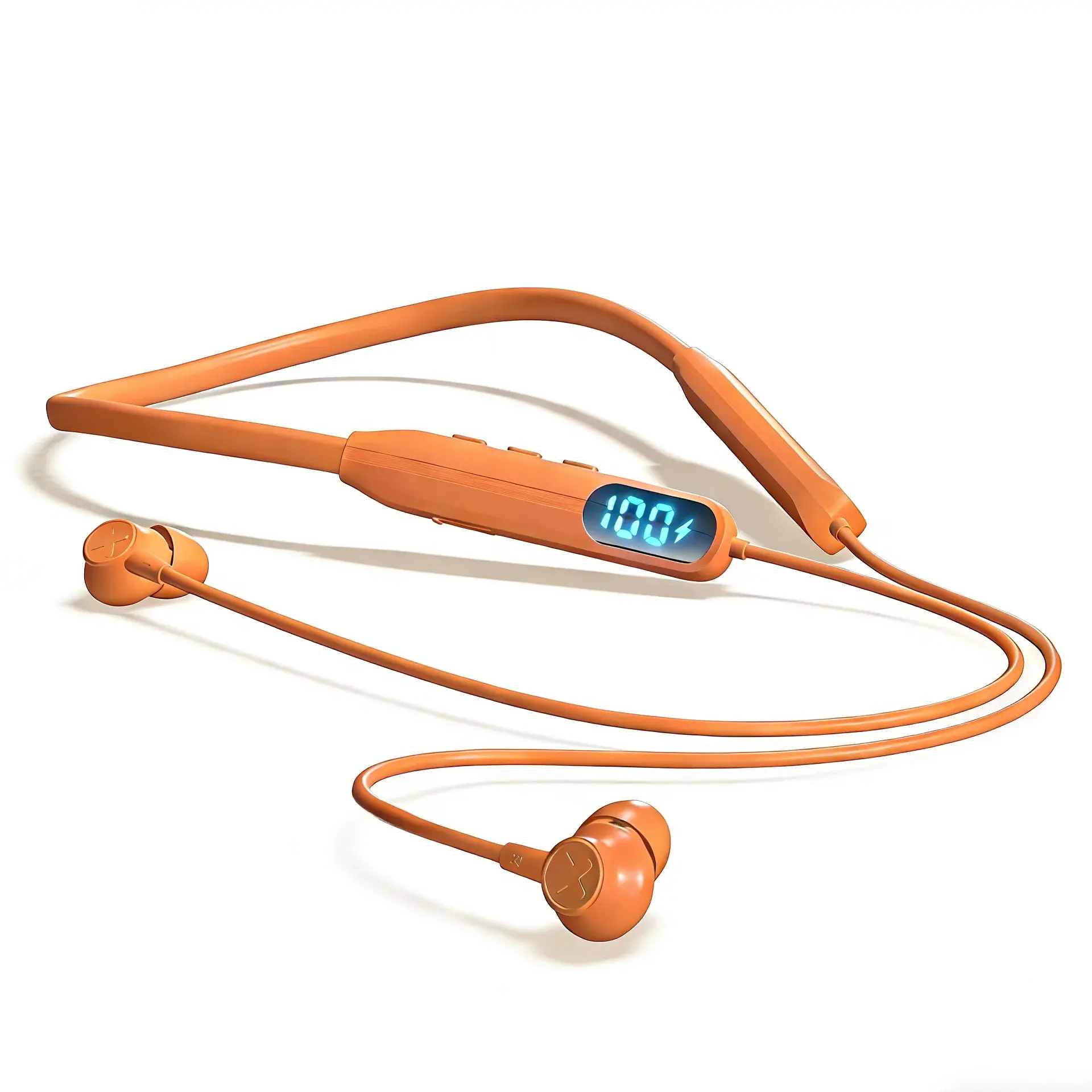 Kids' Stylish In-Ear Electronic Neckband Bluetooth Headset, Rechargeable Wireless Earbuds with LED Display, Secure Strap, 42H Playtime, Type-C Charging, 9D Surround Sound, Noise Cancellation, 4888H Standby, Memory Function, Hands-Free Calls for Sports