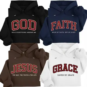 [Jesus Lover Collection] GOD JESUS GRACE FAITH Hoodie, Christian College Letter Hoodie for Men and Women, Jesus Lover Shirt, Inspirational Bible Verse Pullover Hoodie, Perfect Gift for Believers, Christian Gift vintage sweater