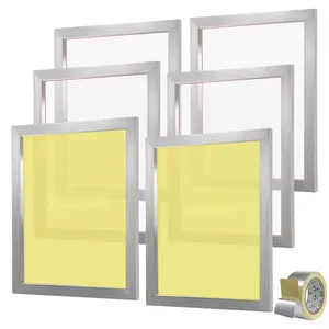 Screen Printing Kit With Aluminum Silk Screen Frames, 6 Pieces, 20x24 Inch Frames, 110 Count Mesh, High Tension Nylon Mesh, Sealing Tape, For T-Shirts And DIY Printing Projects For Home And Studio Use