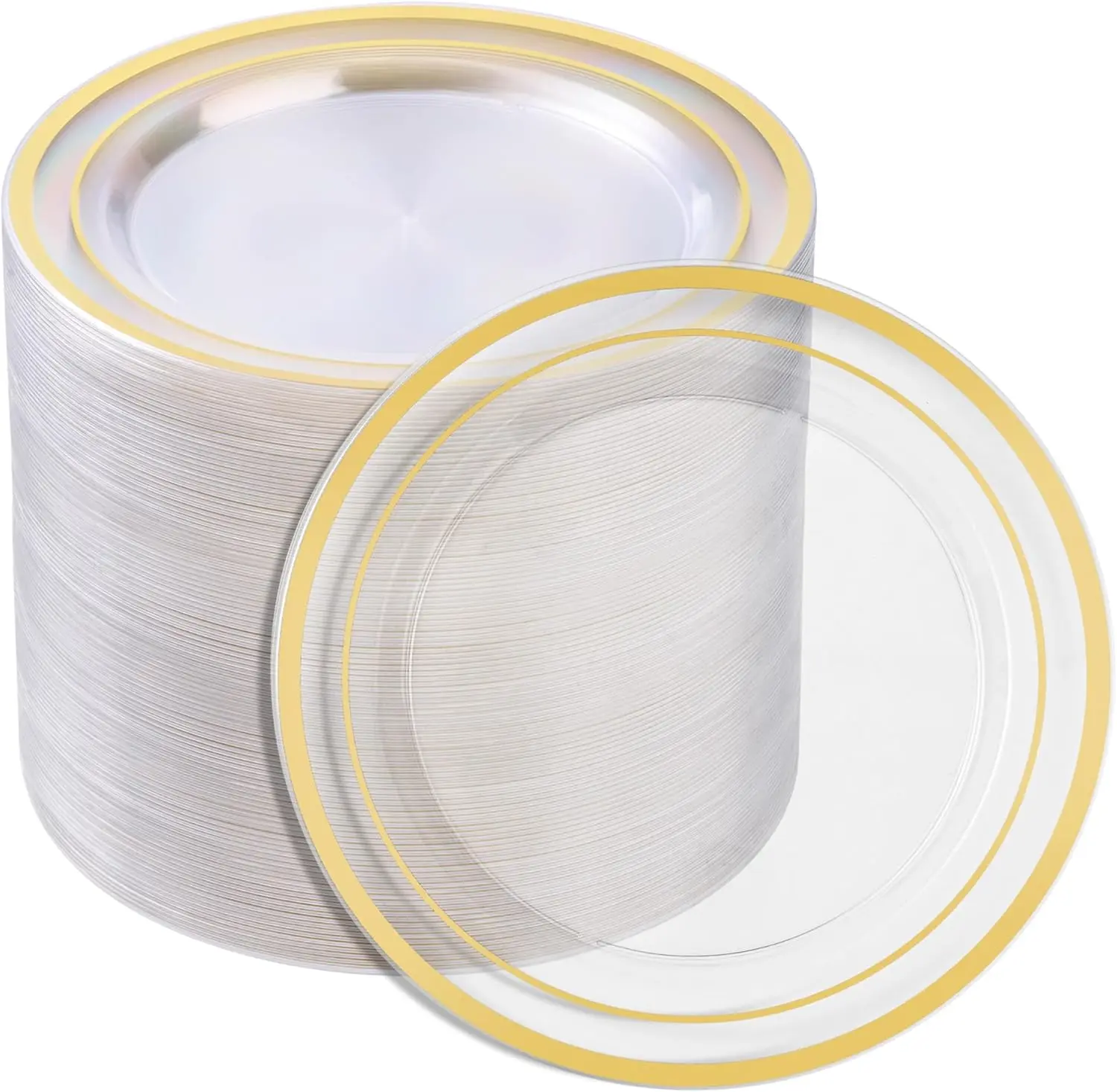 7 Inch Clear with  Rim Plastic Plates,100PCS Disposable Dessert/Appetizer/Small Cake Plates,Heavy Duty Plate Ideal for Christmas, Thanksgiving, Wedding and Birthday Party