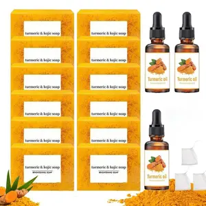 Comfort Skincare Turmeric & Kojic Acid Soap Set - Brightening Soaps & Oils for Radiant Glow - Moisturizing & Hydrating Body Wash & Facial essential - 100g Tablets - Daily Skin Care Routine