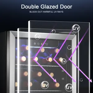 Antarctic Star 68 Can Beverage Refrigerator,Mini Fridge with with Stainless Steel Glass Door, Digital Temperature Display,Electronic Temperature Control, 1.7Cu.ft Silver