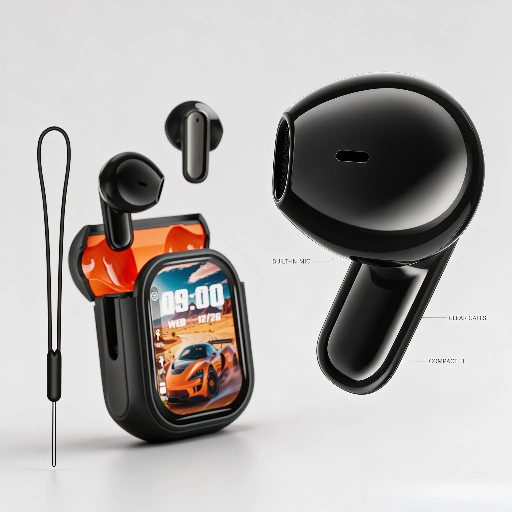 2026 Fashion Edition Chargeable Wireless Bluetooth 5.4 Noise Cancelling Headset Earbuds, LED Screen Display, Hi-Fi Audio, IPX5 Water-Resistant, Built-in Mic, Charging Box Included - Ideal for Gym, Travel, Bluetooth Earbuds, Wireless Earbuds