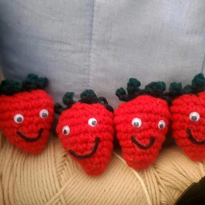 Crocheted Stuffed Strawberry keychains