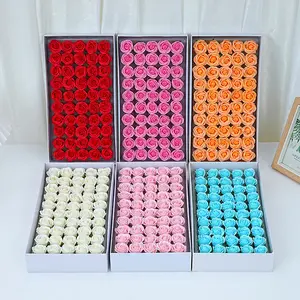 Festive Gift Set, 50pcs Miniature Rose Soap Flowers, Diameter 3.5cm, Realistic Artificial Flower Bouquet, Ideal for Decor & Gifts, DIY Rose Flower Set