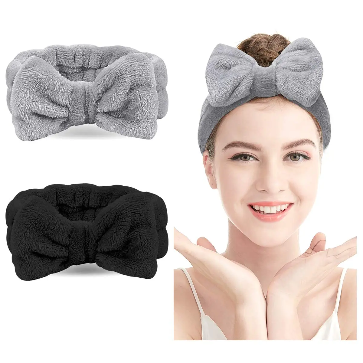 Women's Soft Fleece Elastic Headband - Adjustable, Stretchy, Non-Slip Daily Hair Accessory for Female Skincare, Makeup, Facial Care - Fashion Beauty Head Wrap Camping Essential