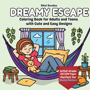 Dreamy Escape: Cute & Comfy Coloring Book for Adults Teens with Bold Easy Simple and Big Designs Artistic Guide 80 Illustrations