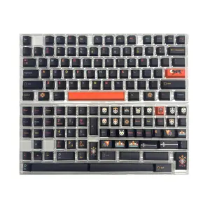 (ONLY KEYCAPS)KBDiy Mictlán Five-Sided Dye-Sublimation 143 Keys Keycaps Set,Cherry Profile PBT Orange Custom Keyboard Keycap for 61/64/68/84/87/100/104/108 Mechanical Keyboard(ONLY KEYCAPS)