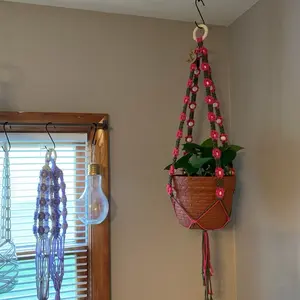 Large Handmade Floral Macrame Plant Hanger Home Decor Garden Botanical Boho Fiber Art