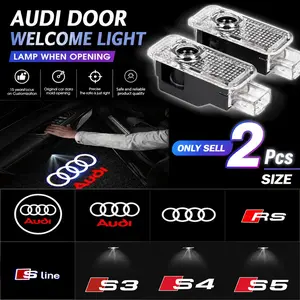 2Pcs For AUDI Sline A1 A3 8P 8L A4 A5 A6 A7 A8 TT Q3 Q5 Q7 Q8 S3 S4 S5 S6 S7 RS Quattro LED Car Door Projector Ghost Shadow Lamp Car Logo Welcome Light Accessories Led Car Lights
