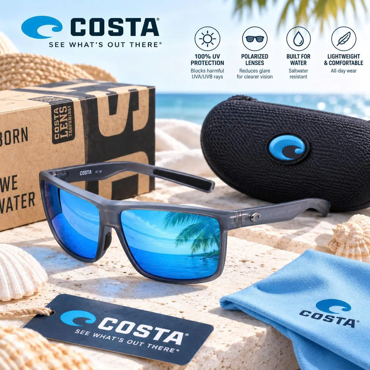 Costa Del Mar Diego Polarized Sunglasses UV400 Fishing Boating Outdoor Sports Men Women Eyewear [FULL BOX]