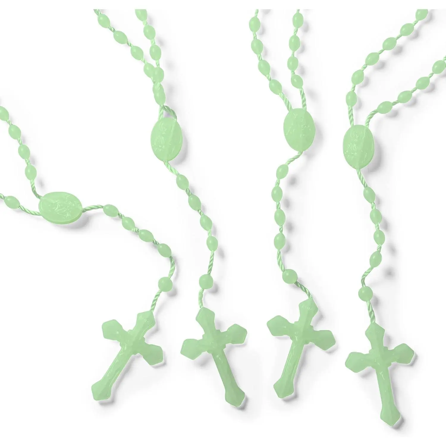 17in Luminous Faith Necklace Rosary Set, 12-Piece Imported Italian Costume Jewelry Accessory, Cross Medallion Pendant