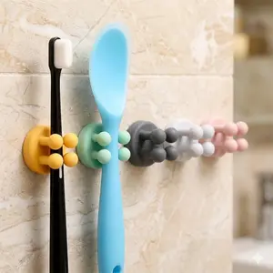 Strong Adhesive Silicone Hooks, Waterproof Non-Slip Wall Mounts for Bathroom Kitchen Organizer, Bathroom Organizing Accessories, No Drill Damage-Free Paste for Toothbrush Keys Office Home, Space-Saving Durable Multipurpose Storage, Wall Mounted Hook