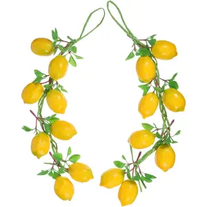 2pcs Set Simulation Lemon String Decorative Fruit String, Foam, Green, Hanging Lemon Ornament for Home Kitchen Farmhouse Party Wall Decoration
