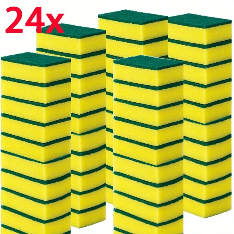 24-Piece Kitchen Cleaning Sponges Set, Multipurpose Kitchen Sponges, Sponges for Cleaning, Multi-Functional Absorbent Dishwashing Cloths, Dual-Sided Household Brushes, Durable No Scratch High Absorbency Sponge, Kitchen Cleaning Supplies