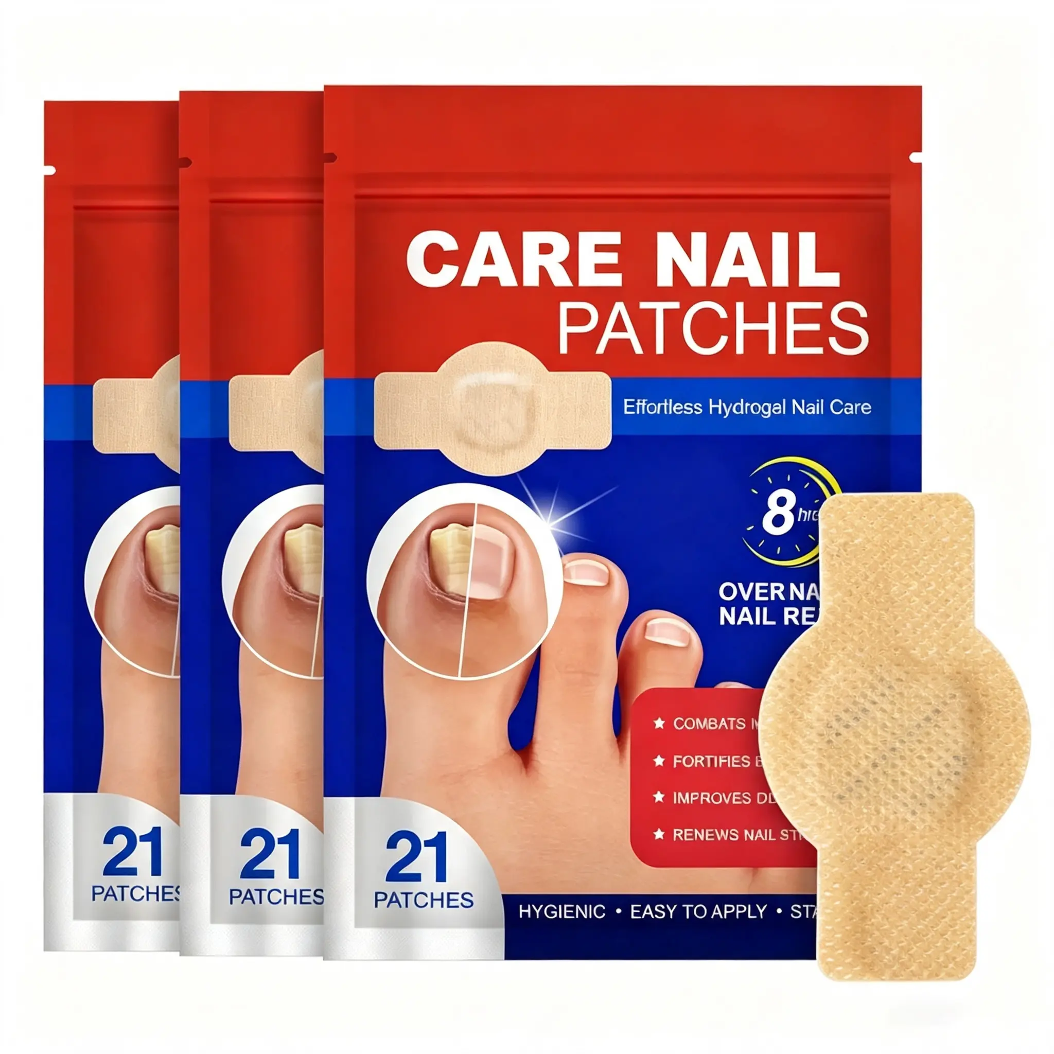 3bags Nail care patches, powerfully treat toenail fungus, repair damaged nails overnight, fungal nail patches, discoloring nails, nail care patches, suitable for solving fungal nail and other nail problems.