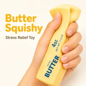 Butter Squishy Toy Soft Scented Fidget Toy Stress Relief silicone Sensory Gift 4oz Salted Butter Unique Cream Scent Safe Material Soft Texture Playful Design squeezluck squishy squeezluck