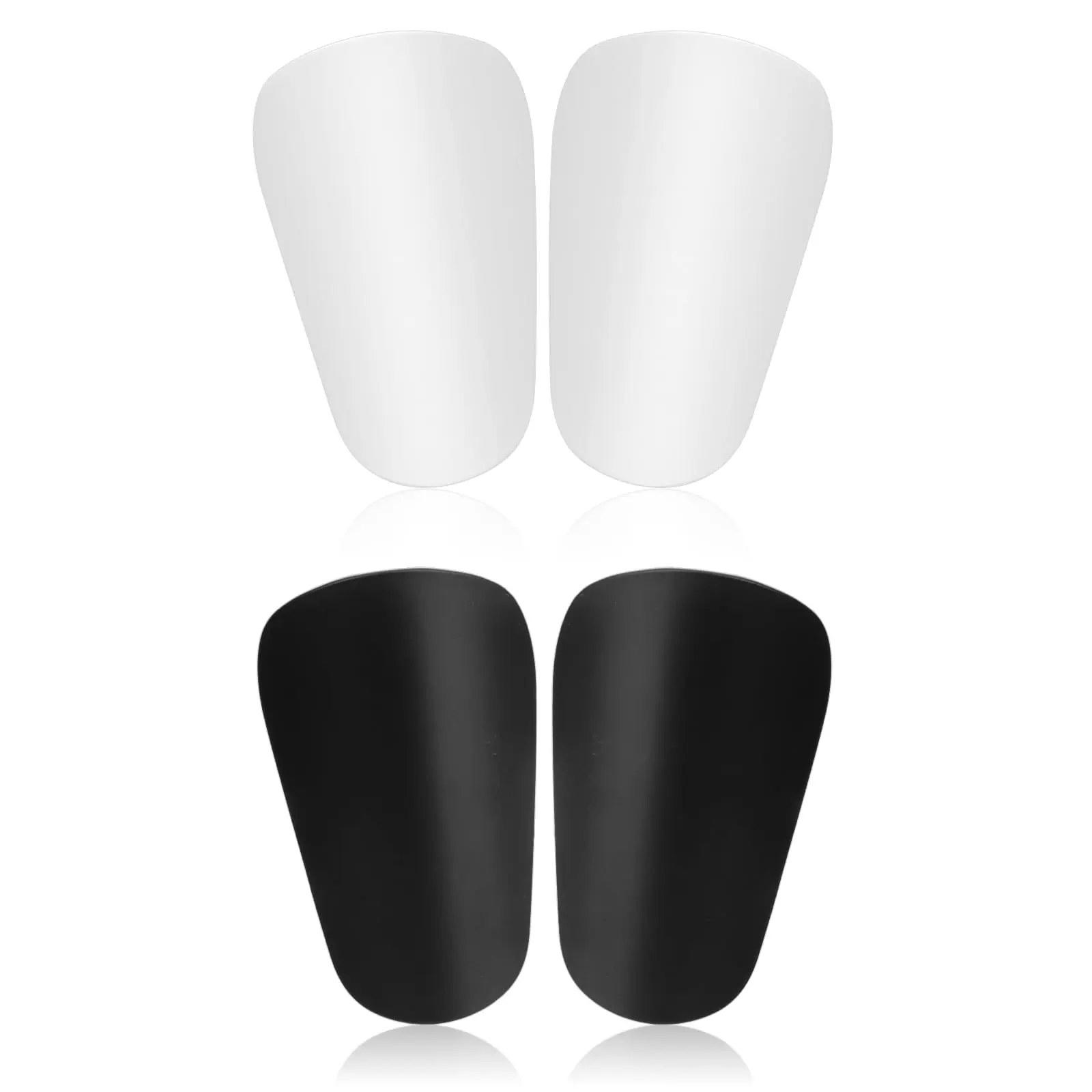 4-pack mini soccer shin guards, measuring 3.94 x 2.36 inches, are comfortable and compact, suitable for boys, girls, women, and men of all ages, and come with non-slip socks.