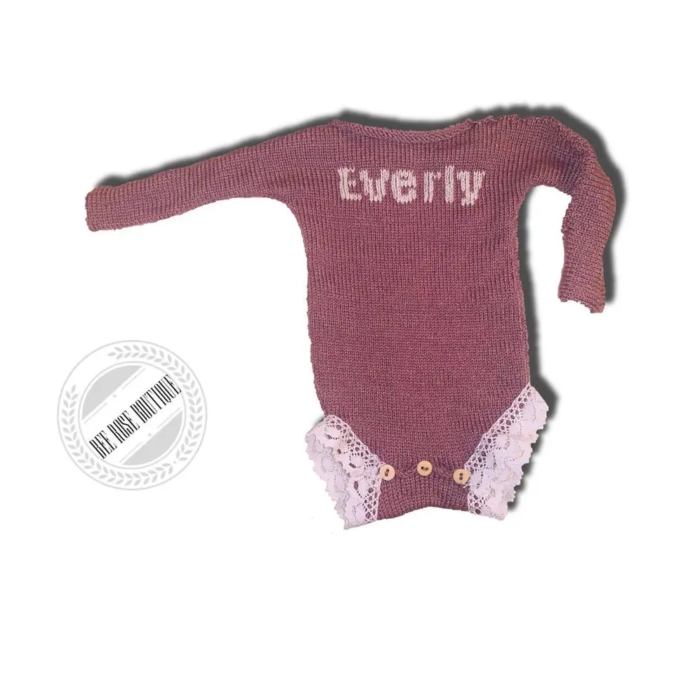 Girls Personalized Onesie | Lace Trim