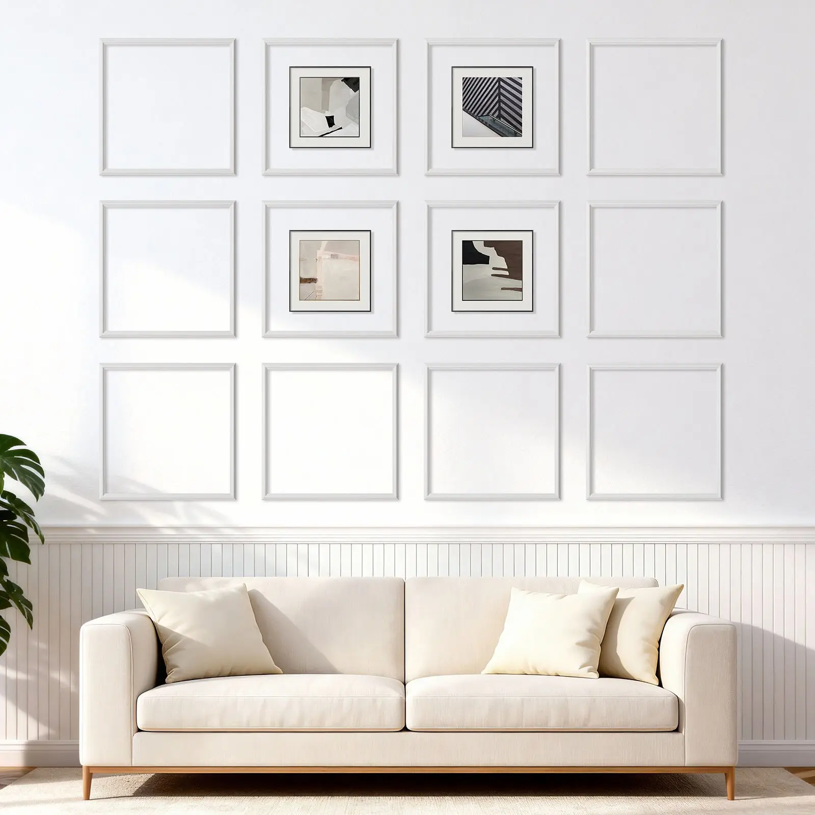 【DealsForYouDays】VEVOR 12-Pack 20x20 in Wall Molding Wainscoting Panels Kit, Lightweight Paintable Polystyrene, Easy-to-Install Waterproof Accent Wall Trim for Interior Décor Living Room, Bedroom, Accent Walls
