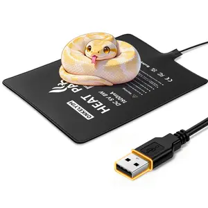 Reptile Heating Mat - USB Charging, 8W/12W Heat Pad for Tortoises, Snakes, Lizards, Geckos, Hermit Crabs, Amphibians - Waterproof, Strong Adhesive Under Tank Heat Pad (5.91 x 7.87 inches)/( 7.87 inches x 7.87 inches)