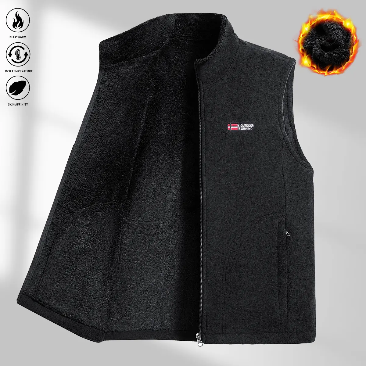 Men’s slim-fit sleeveless woven vest — New Year men’s casual top made from polyester blend fabric; thick, warm, comfortable, and stylish winter outerwear.