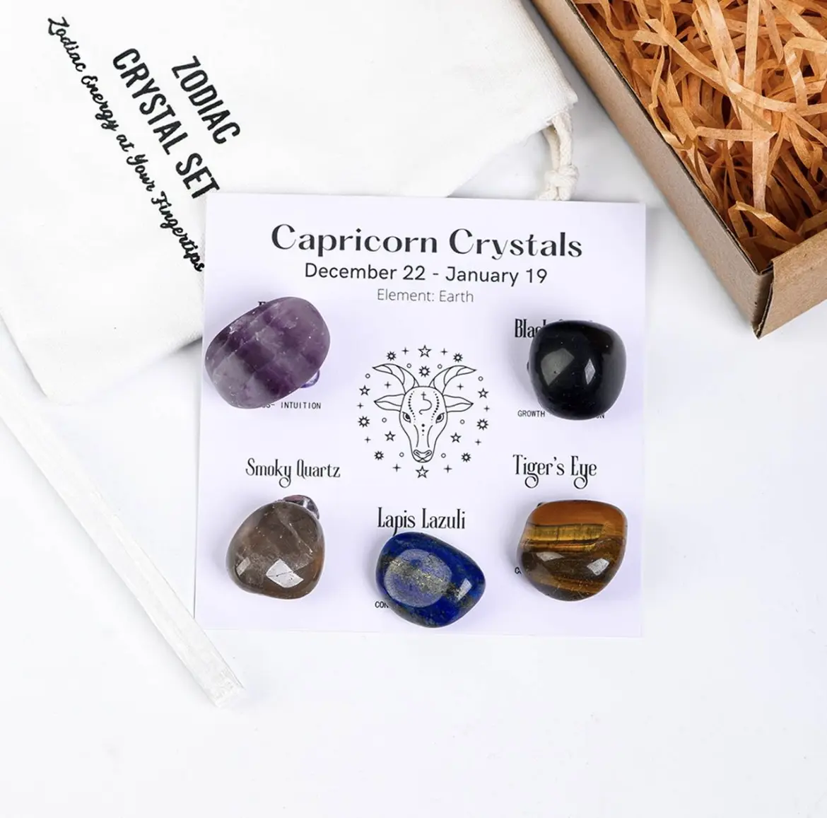 Capricorn Zodiac Healing Stone Set - Crystal Collection