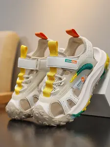 Women's Open Toe Sandals, Anti-Shock Sole Design, Durable Non-Slip Dual-Layer Outsole, Fashionable Colorblock Upper, Adjustable Velcro Strap