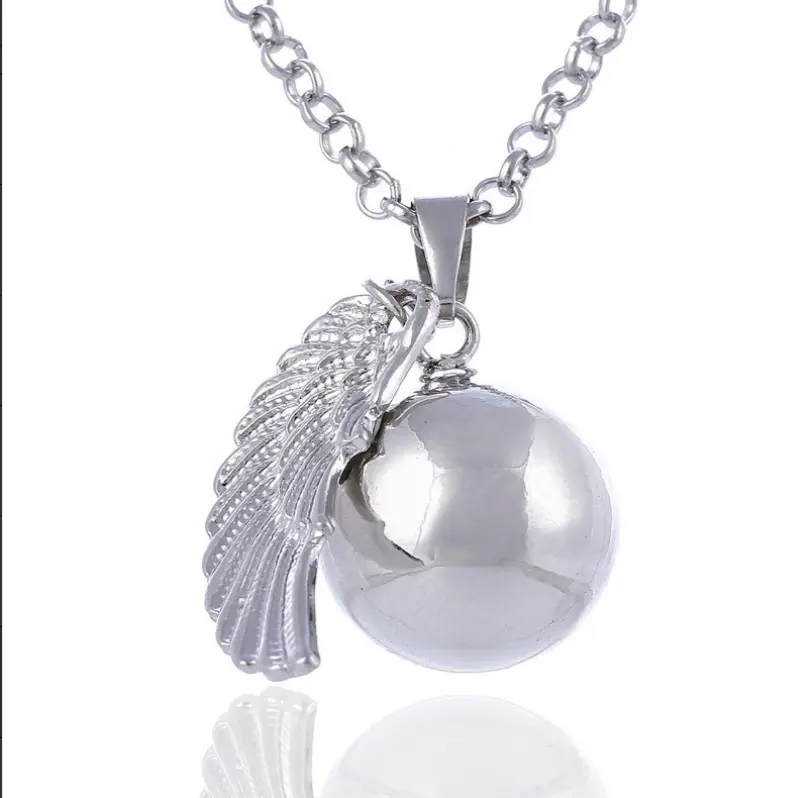 Virelyn B Pregnancy Bola Necklace for Mom-to-Be, Angel Caller Harmony Ball Pendant with Angel Wing Charm, Maternity Chime Necklace for Baby Bonding, Pregnancy Gift for Expecting Mothers