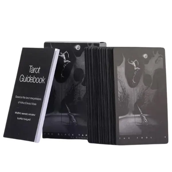 Black Lovers All Black Tarot Card Deck with Guidebook for Enhanced Interpretation and Spiritual Guidance