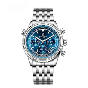 Men's Multi-Function Chronograph Watch, Stainless Steel Band with Date & Timer, Waterproof Sports Wristwatch for Casual & Active Wear