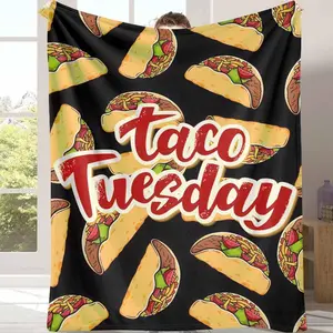 Taco Tuesday Flannel Blanket Delicious Food Print Lightweight Cozy Warm Comfortable Ideal for Picnics Movie Nights Travel Perfect Gift for Foodies Taco Lovers
