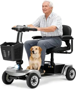 Unificare Silver Wheelchair Scooter for Seniors - 4-Wheel, Portable, Easy-to-Use, Foldable, Heavy-Duty, 418 lbs Capacity, Tight Turning Radius