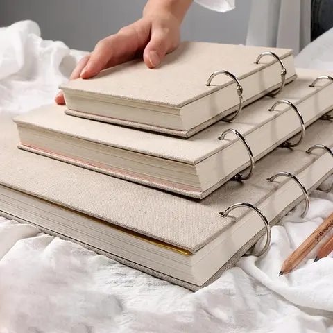 Sketching Painting Sketchbook, 1 Count Linen Cover Art Sketchbook, Or 120pcs Replaceable Refill Paper, Drawing Book, Sketchbook for Home School Office, Durable Drawing Pad