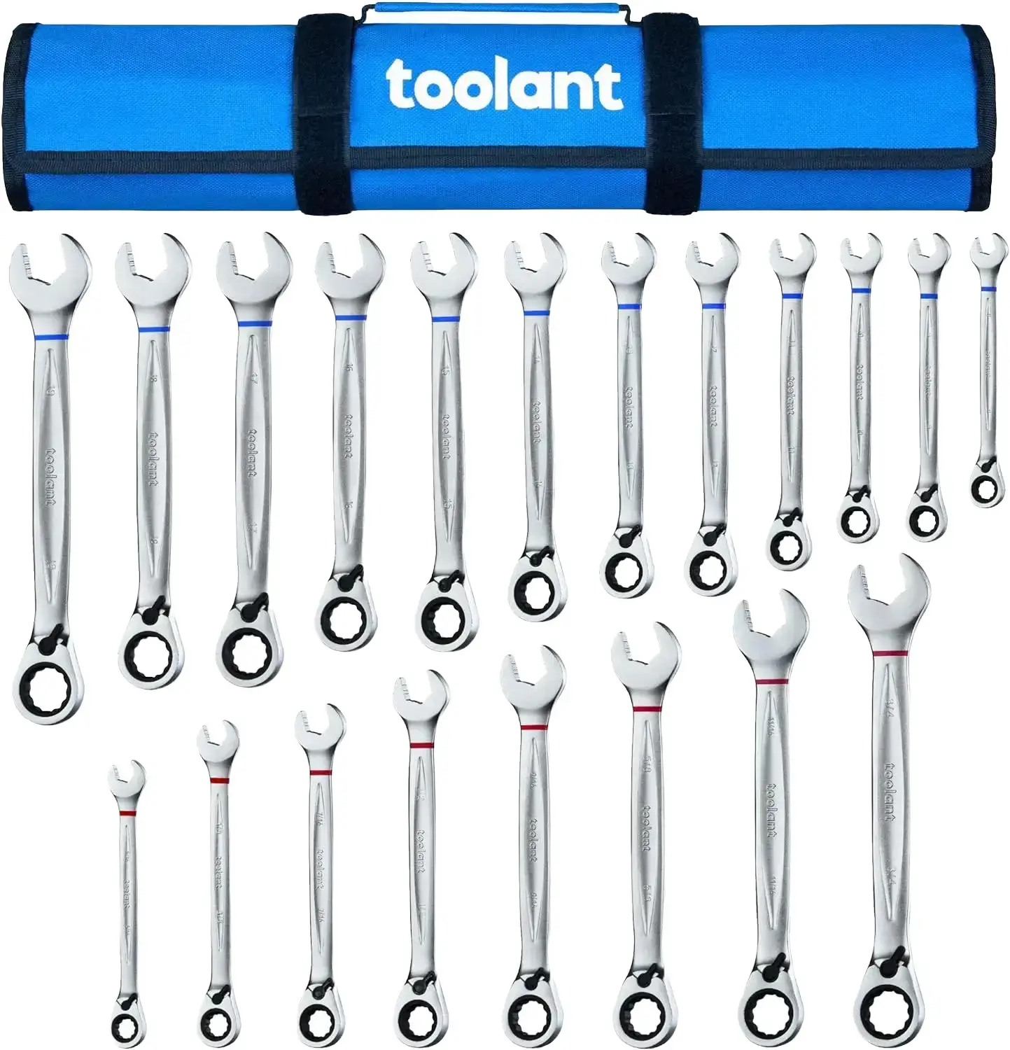 Toolant 20pcs Metric & SAE Ratcheting Wrench Set - High-Torque, Durable Multifunctional Work Tool for Automotive Mechanics, Ratchet Spanner Set, Cars Accessories, Tools and Gadgets