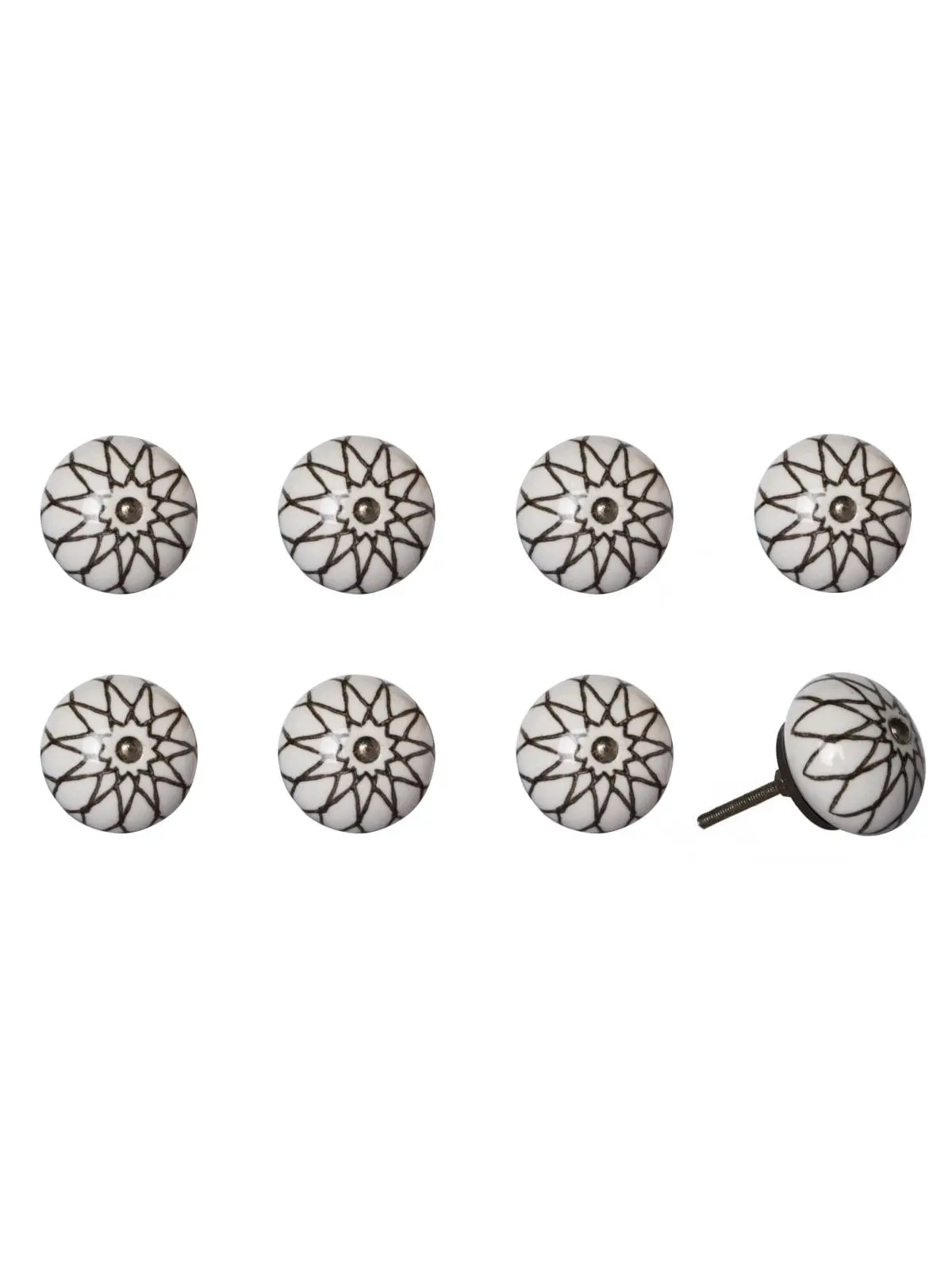 212 MAIN Brown Ceramic & Metal Drawer Pull Knobs/Doorknobs - Set of 8, 1.5 x 1.5in, Easy Installation, Traditional Home Decor, Artisan Crafted Hand-Painted Large Appliance Parts & Accessories, Versatile Use, Unique Charm, High End Look