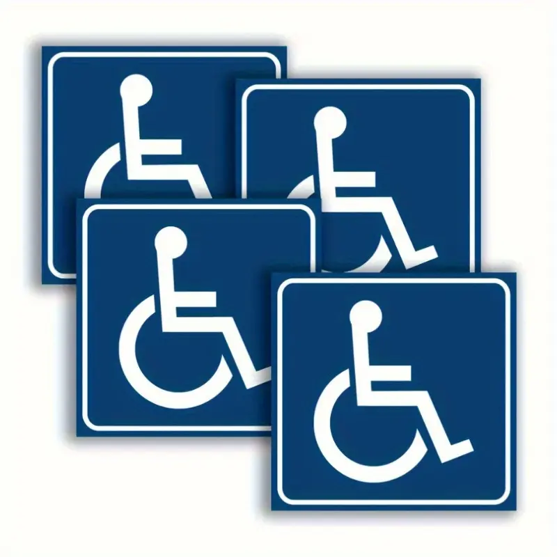 4pcs Waterproof Barrier Free Passage Sign Stickers, Disability Sign Self-adhesive Stickers, Vinyl Disability Wheelchair Sign Stickers, Please Do Not Occupy Stickers for Disabled Passage, Decal Sticker