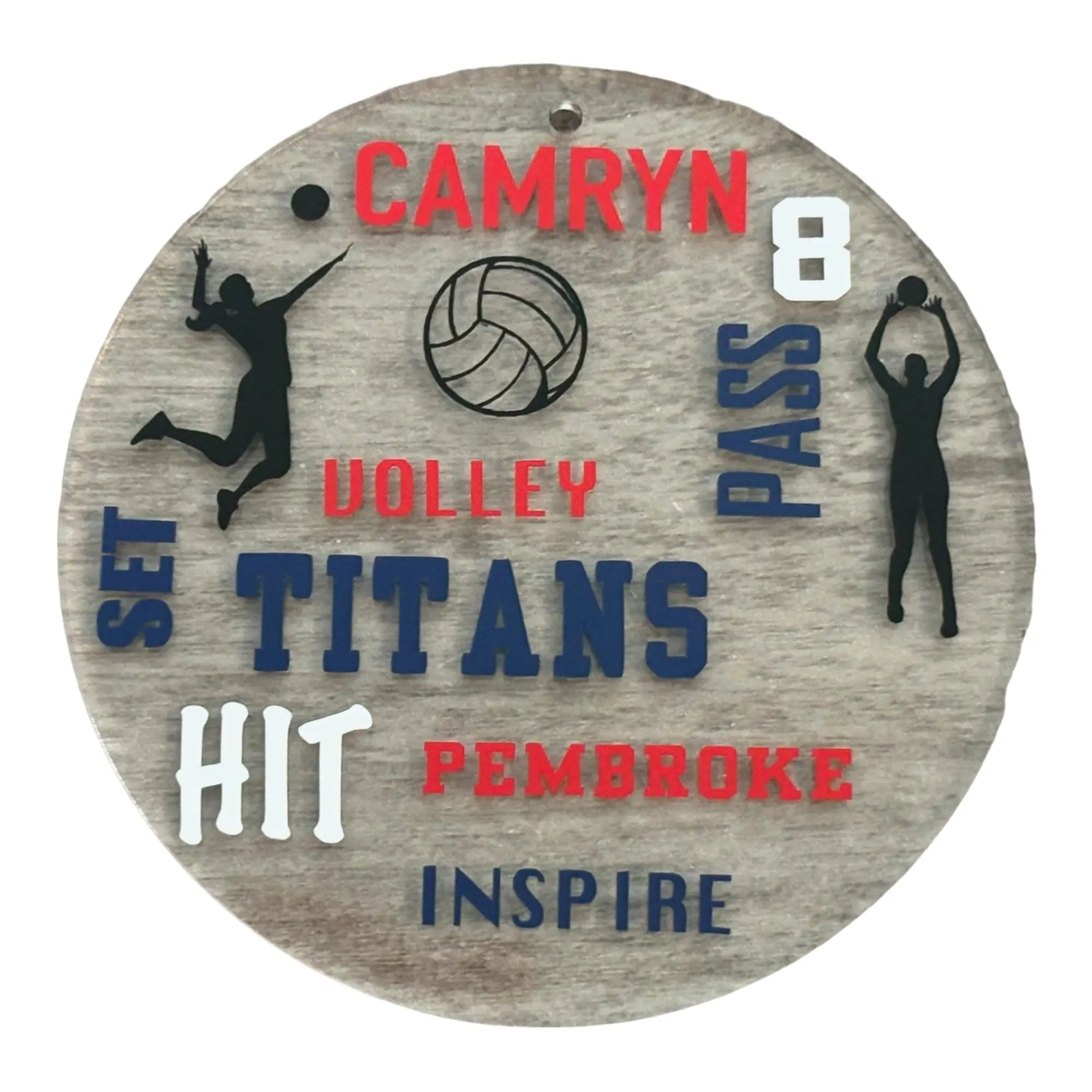 Volleyball Acrylic Ornament, 3.5 inch Diameter, Customizable, School Spirit, Team, Coach, Volleyball Player