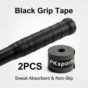 2-Pack Non-Slip Sports Grip Tape - Multifunctional Elastic Sweat-Absorbent Wrapping Tape for Tennis Rackets/Bicycle Handlebars/Badminton Rackets/Fishing Rods/Dumbbells | Non-Slip Handle Tape for Fitness Equipment and Outdoor Gear (2 Rolls) (Model: DM674)