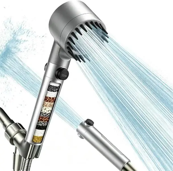 High Pressure Handheld Shower Head Set with 4 Filters, 59in Hose & Bracket, 4 Spray Modes & Pause Switch, Built-in Filter Screen, Chlorine Removal for Hard Water, Built-In Filter Screen Showerheads & Handheld Showers, Chlorine Removal Showerheads & Handhe