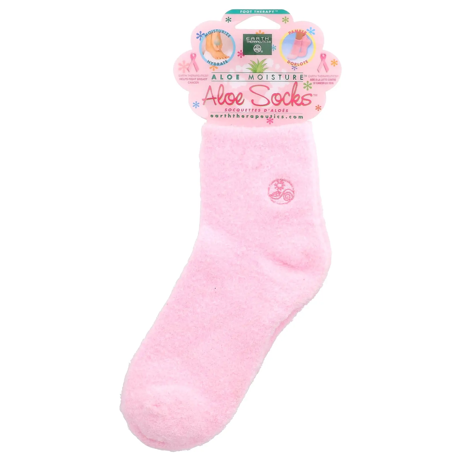 Earth Therapeutics Aloe Moisture™, Aloe Socks™, Pink, 1 Pair