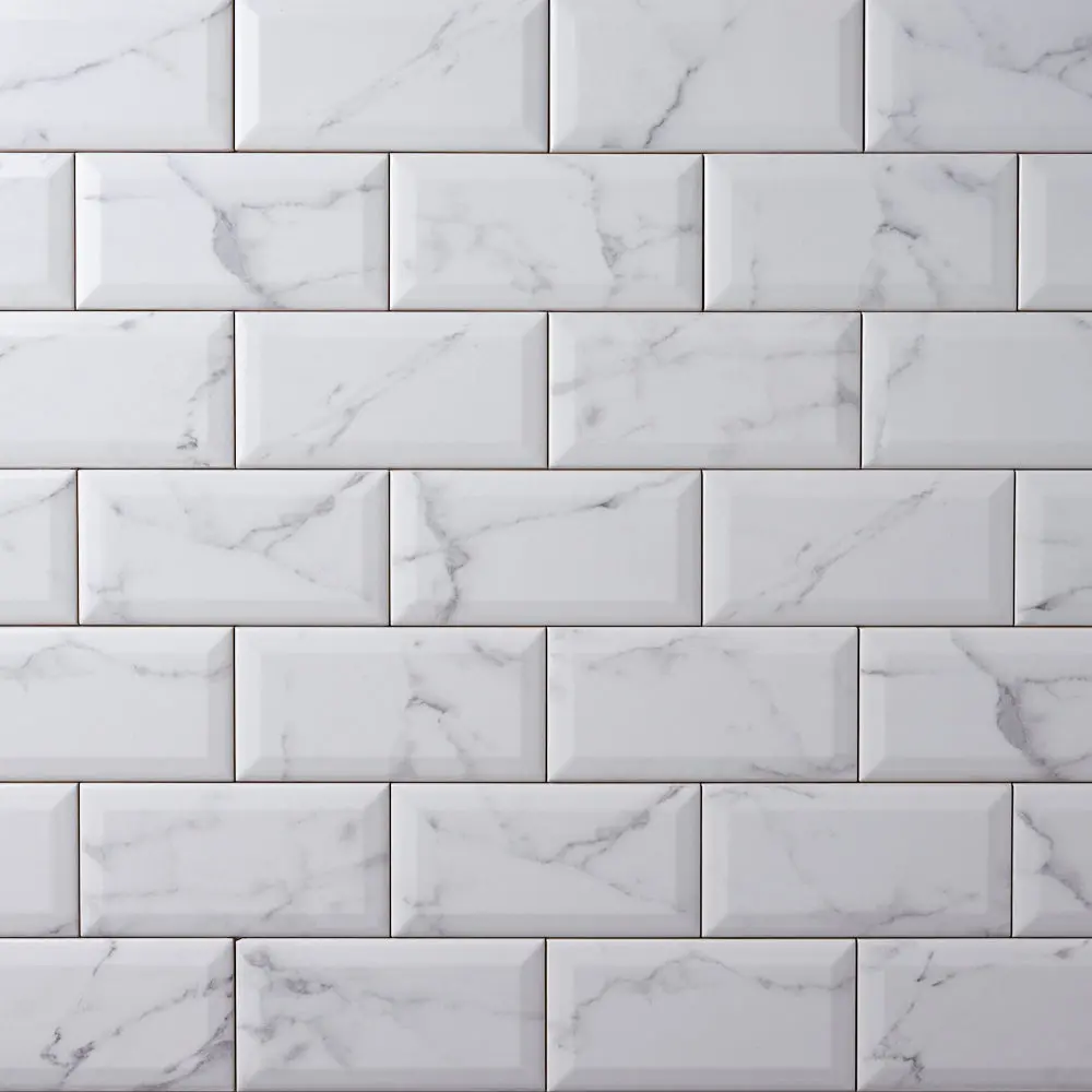 Milano Statuary White 3x6 Beveled Ceramic Tile Glossy