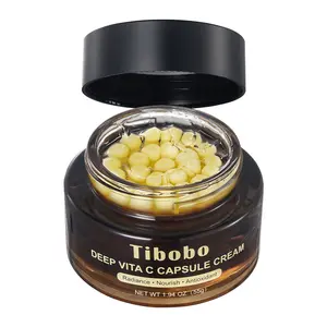 Tibobo Deep Vita C Capsule Cream - 55g Vitamin C Collagen Gel for All Skin Types Anti-Wrinkle Firming Repairing Hydrating Skincare Golden Lightweight