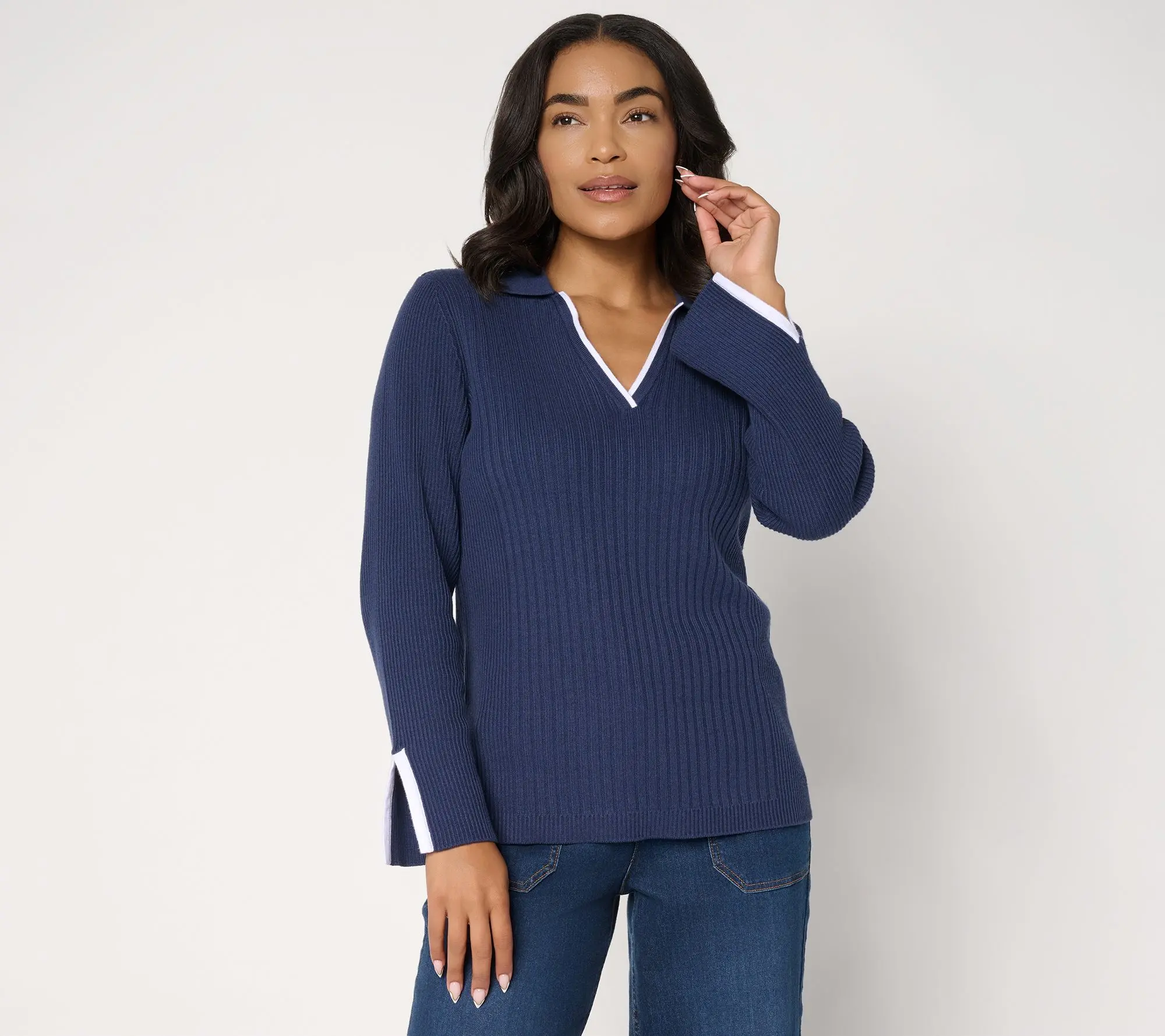 Susan Graver Novelty Pull Over Sweater with Tipping