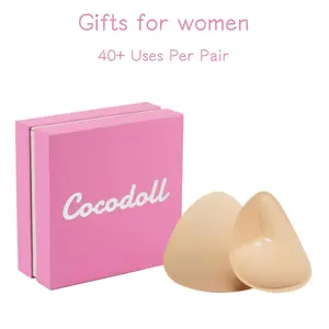 Cocodoll Double-Sided Adhesive Thickened Bra Pads – Invisible Lift No Sewing Required Suitable for Bikini Swimsuit Sports or Strapless Bras Washable Sticky Inserts No-Sew Nipple