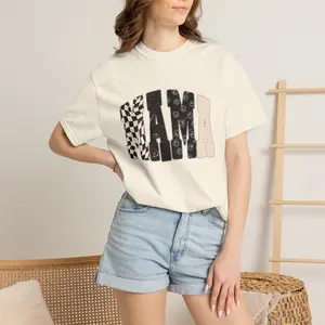 Mama Graphic T-Shirt — Vintage Patchwork Lettering Tee